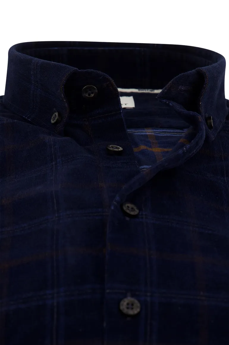 State of Art overhemd wijde fit donkerblauw geruit