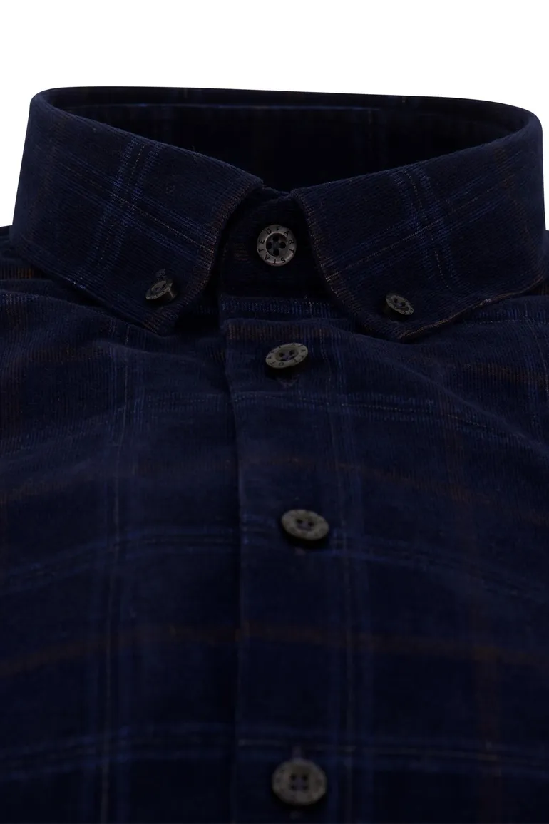 State of Art overhemd wijde fit donkerblauw geruit