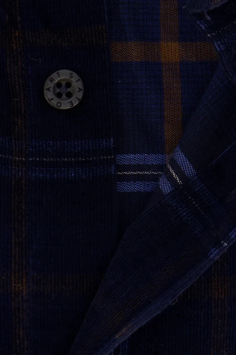 State of Art overhemd wijde fit donkerblauw geruit