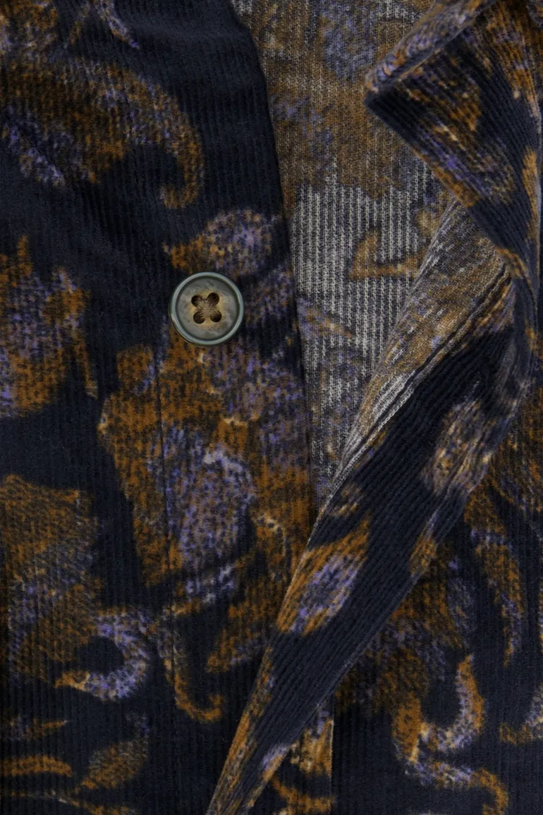 casual overhemd State of Art donkerblauw corduroy wijde fit