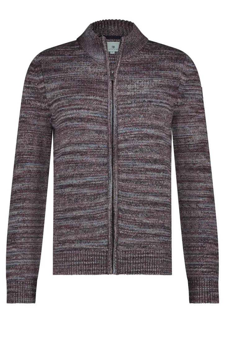 State of Art gebreid vest bruin geprint wol rits
