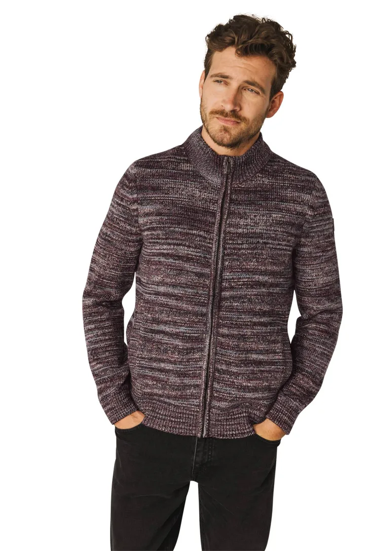 State of Art gebreid vest bruin geprint wol rits