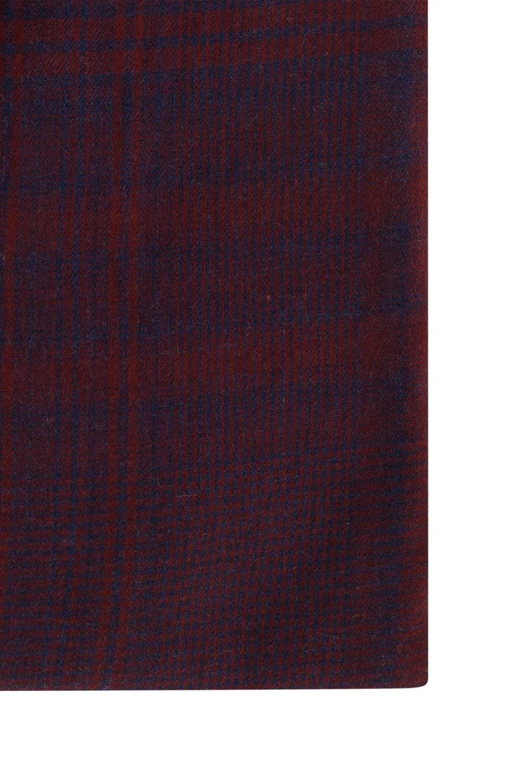 State of Art casual overhemd bordeaux geruit wijde fit