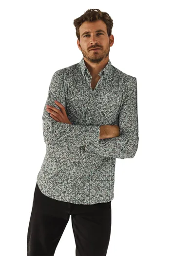 State of Art State of Art casual overhemd wijde fit bruin geprint