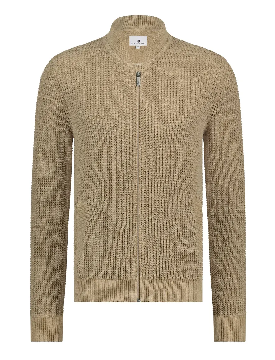 State of Art Vest gebreid beige 100% katoen