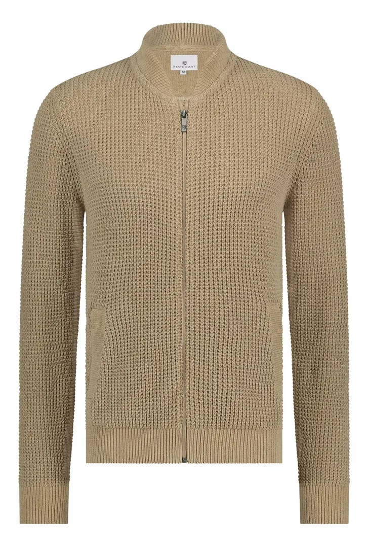 State of Art Vest gebreid beige wijde fit