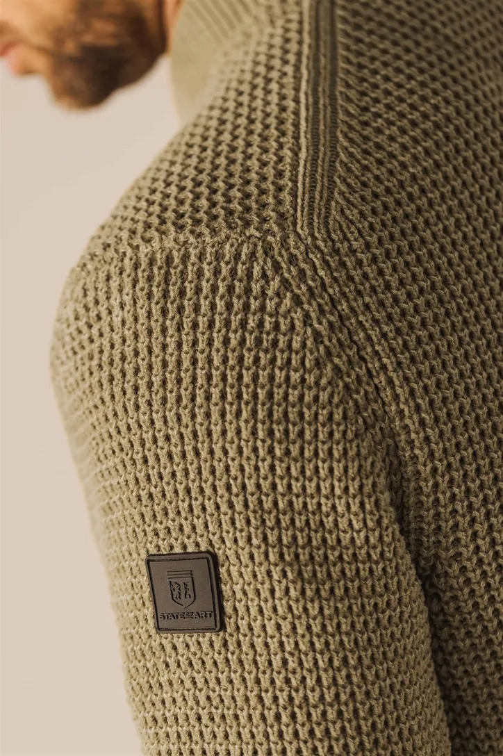 State of Art Vest gebreid beige wijde fit