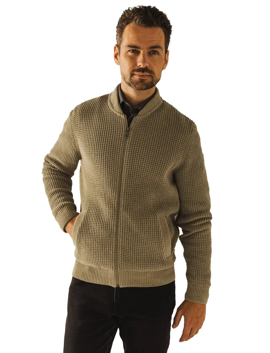 State of Art Vest gebreid beige 100% katoen