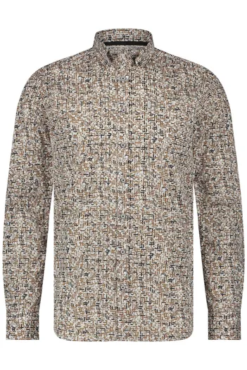State of Art casual overhemd State of Art bruin geprint