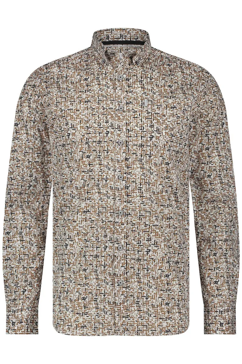 State of Art casual overhemd bruin button-down