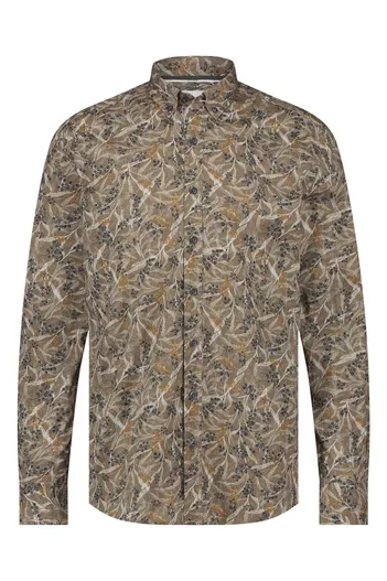 State of Art Overhemd State of Art grijs geprint button-down boord