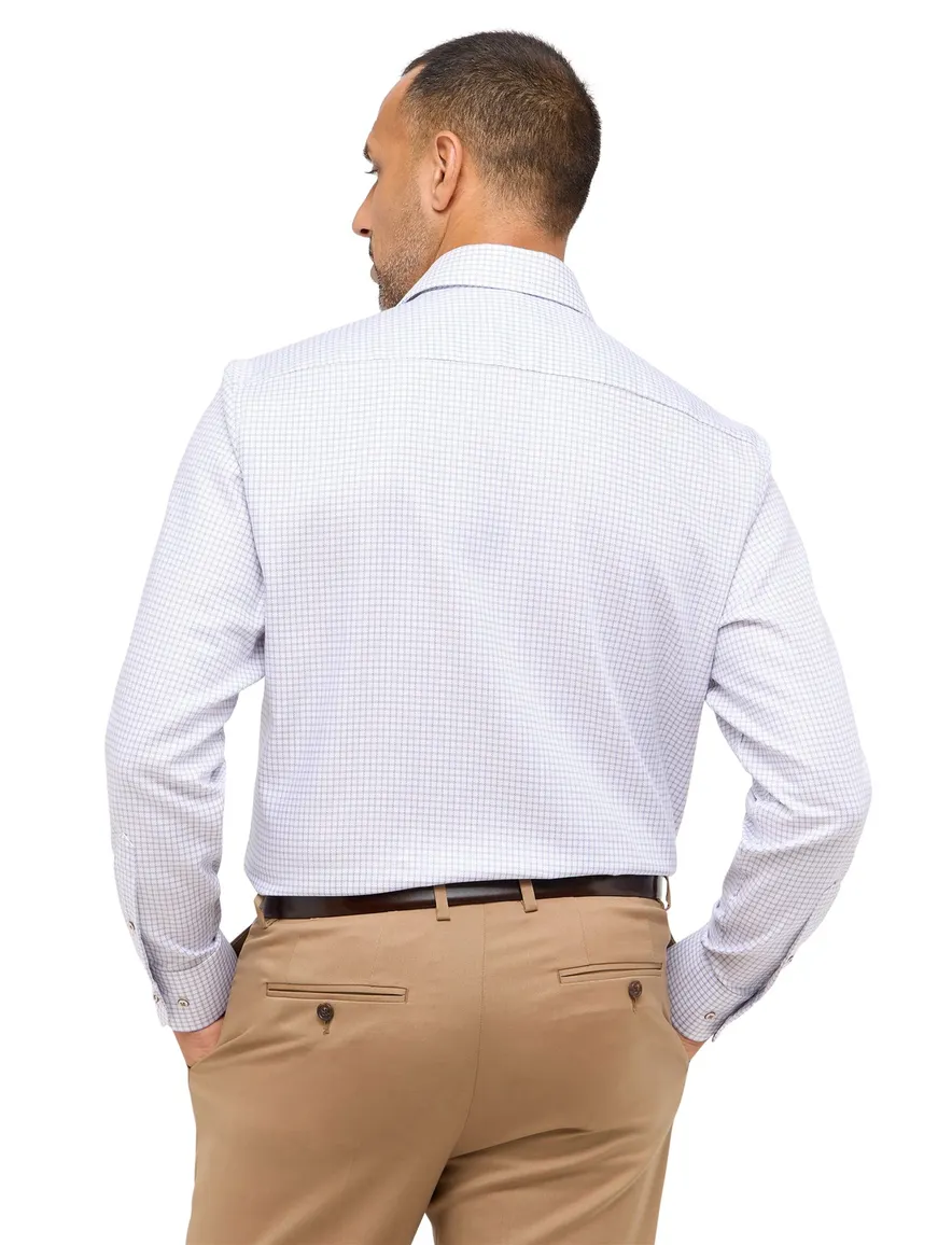 Eterna overhemd wit geruit Comfort Fit mouwlengte 7