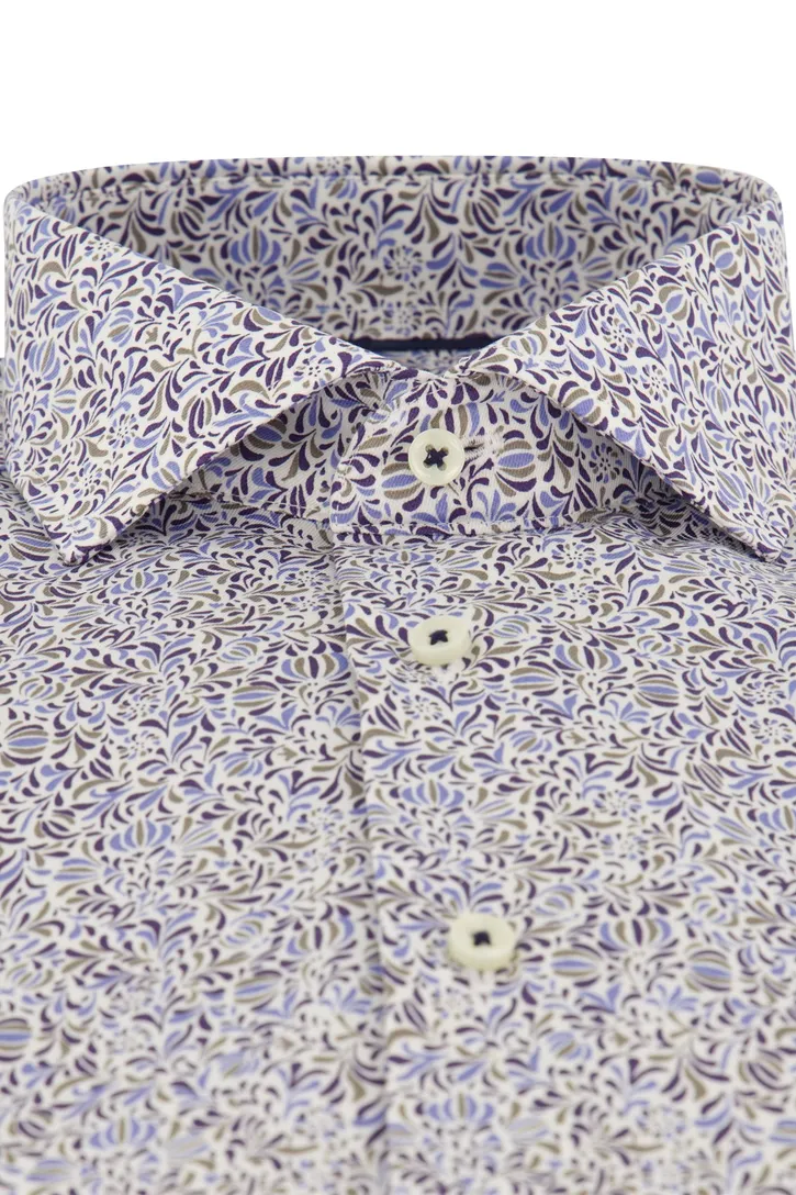 Geprint Eterna ml7 overhemd comfort fit blauw