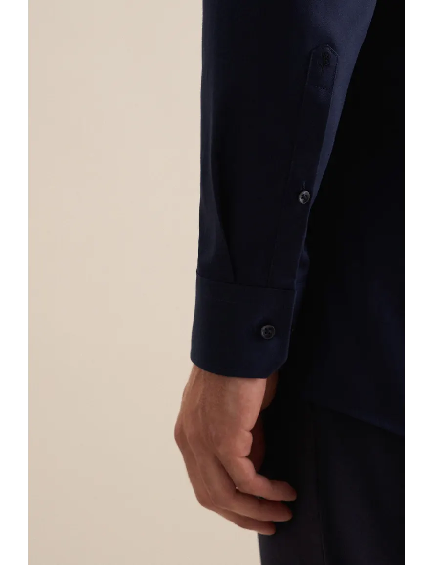 Seidensticker Regular overhemd donkerblauw 100% katoen
