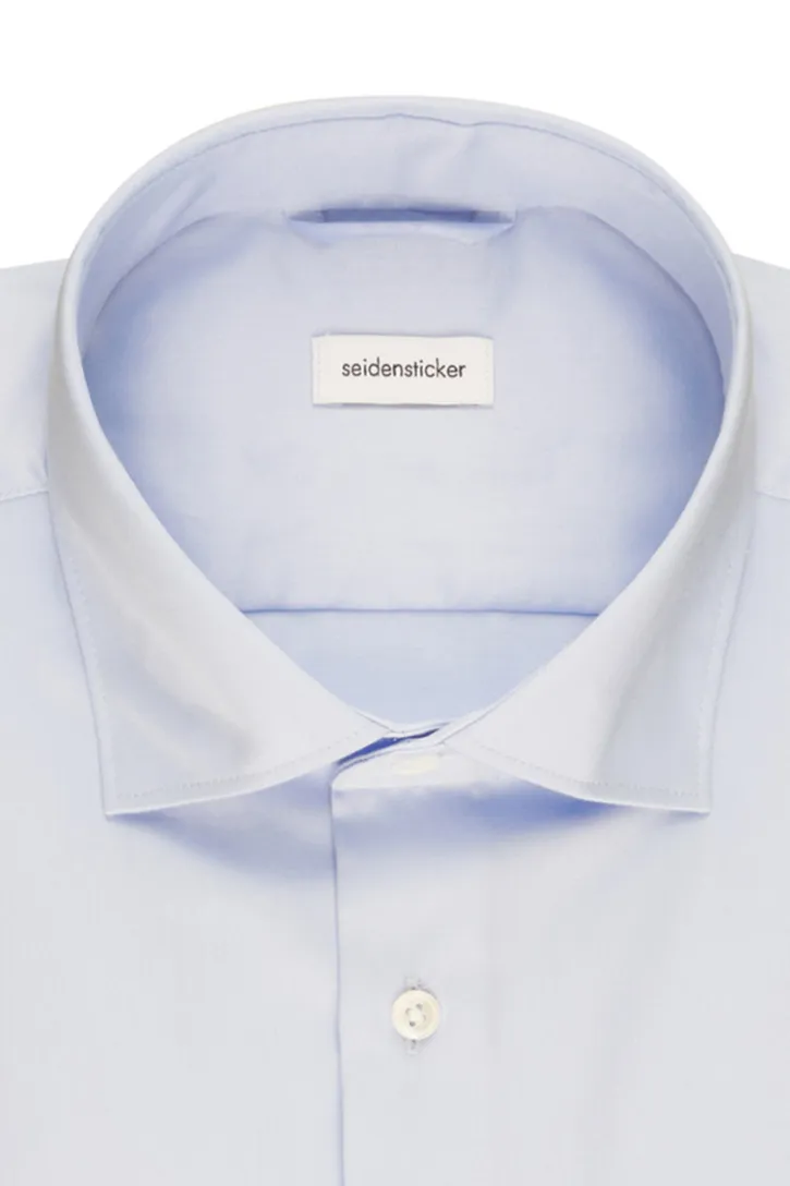 Overhemd Seidensticker Regular lichtblauw effen 100% katoen