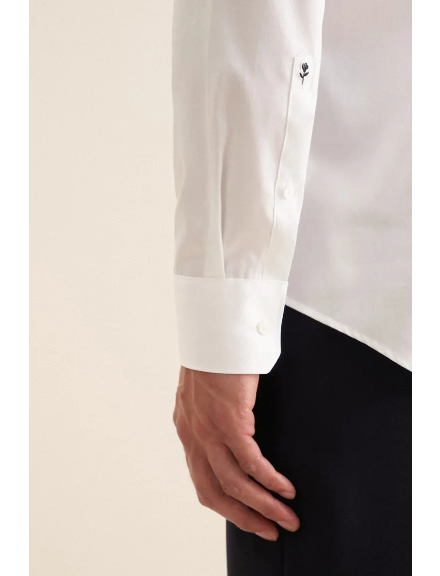 Seidensticker Slim Fit overhemd wit katoen-stretch