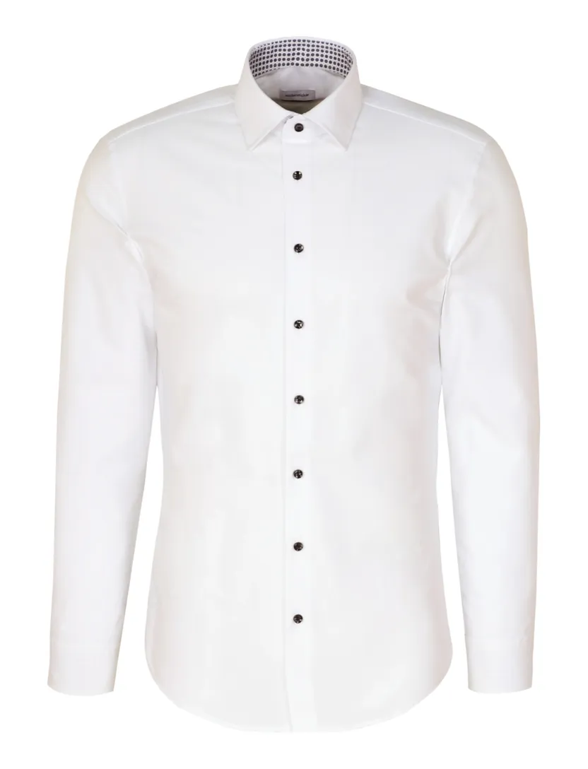 Overhemd Seidensticker Slim Fit wit effen 100% katoen