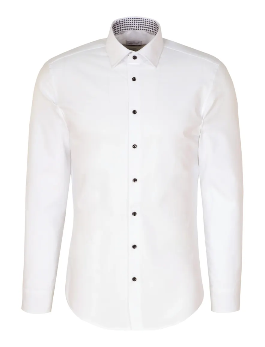Seidensticker Slim Fit overhemd wit katoen-stretch