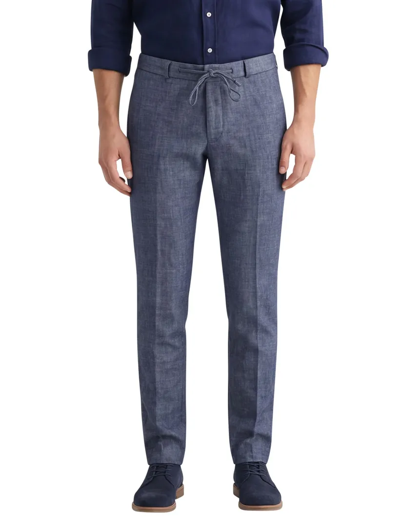 Zuitable chino Mix & Match blauw gemêleerd slim fit