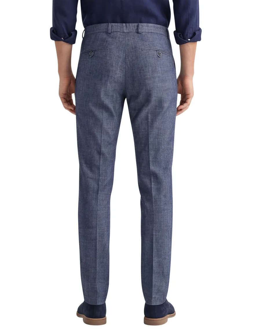 Chino Mix & Match Zuitable donkerblauw gemêleerd slim fit