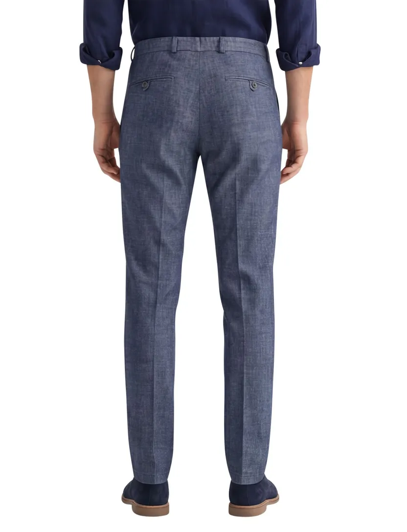 Zuitable chino Mix & Match blauw gemêleerd slim fit