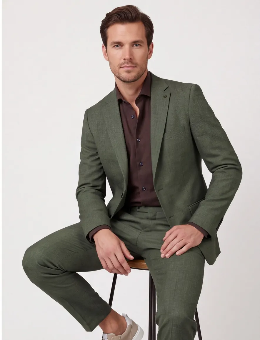 Zuitable colbert mix & match groen slim fit