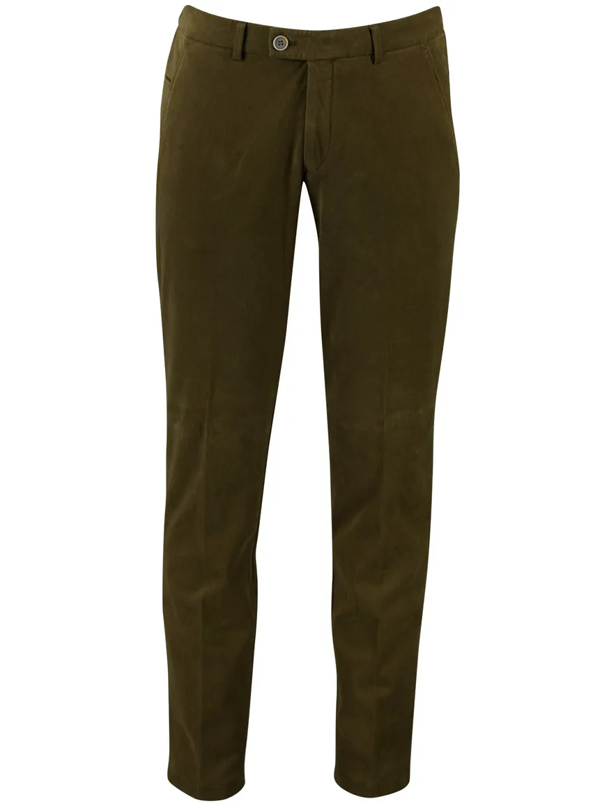 Katoenen flatfront broek Hiltl effen groen