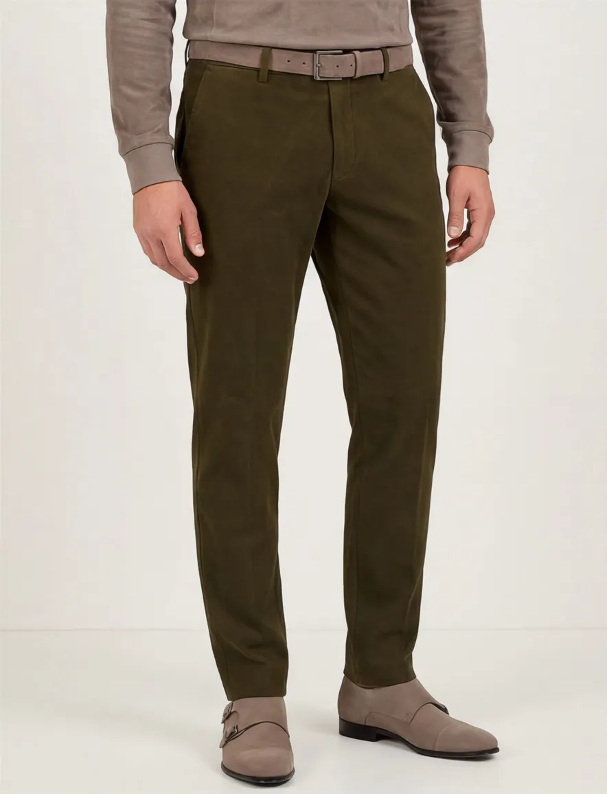 Katoenen flatfront broek Hiltl effen groen