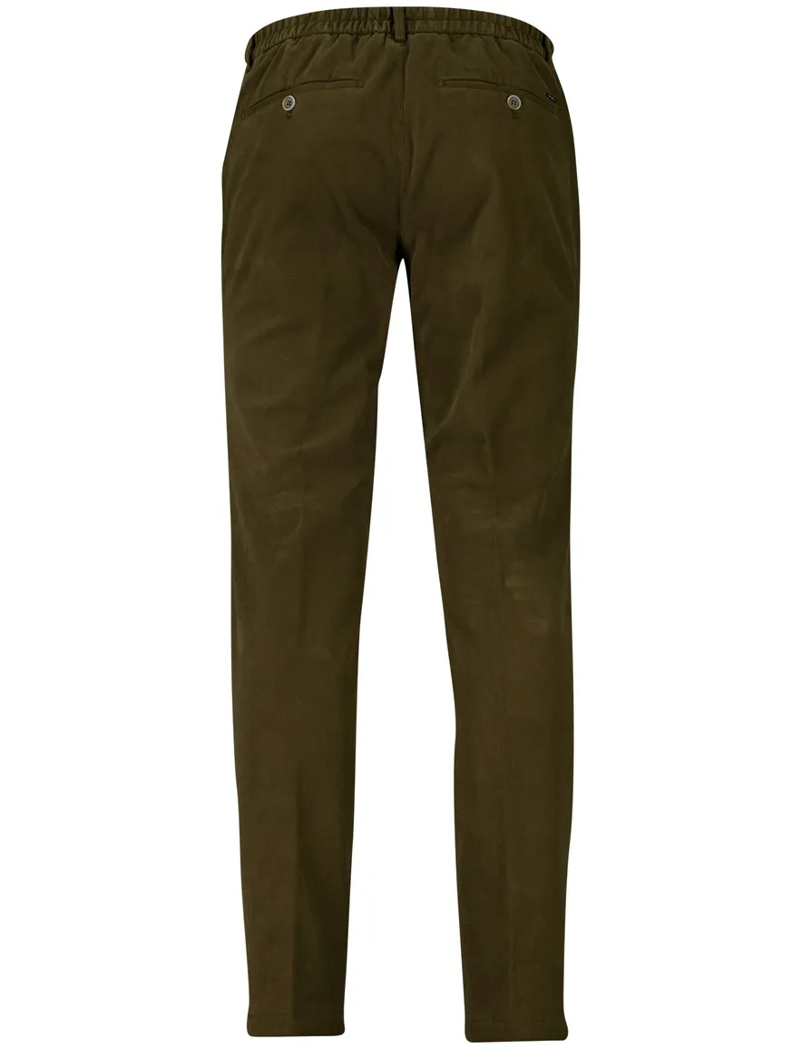 Katoenen flatfront broek Hiltl effen groen