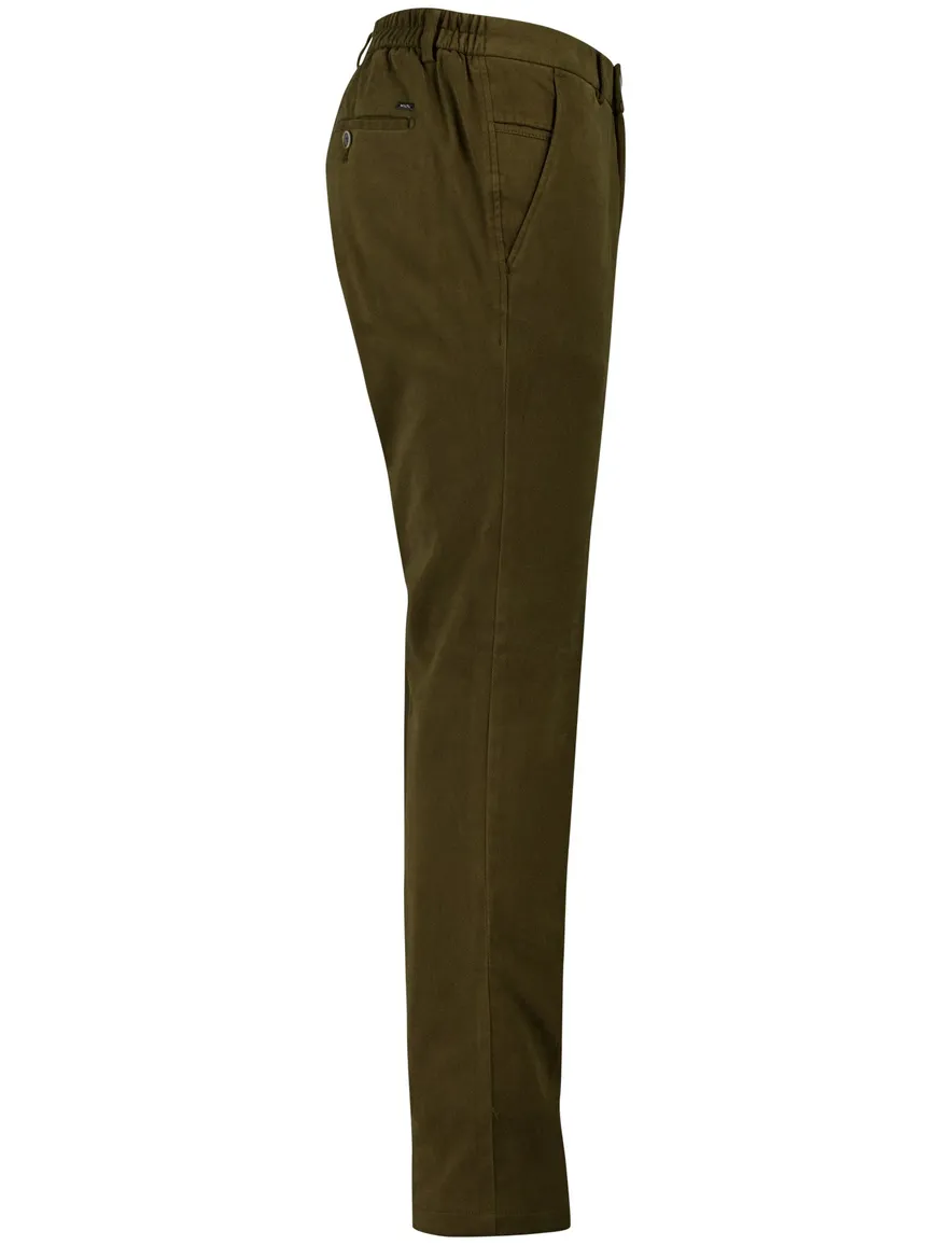 Katoenen flatfront broek Hiltl effen groen