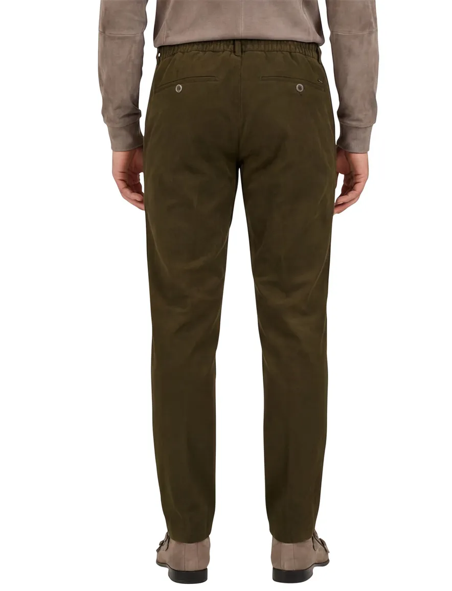 Katoenen flatfront broek Hiltl effen groen