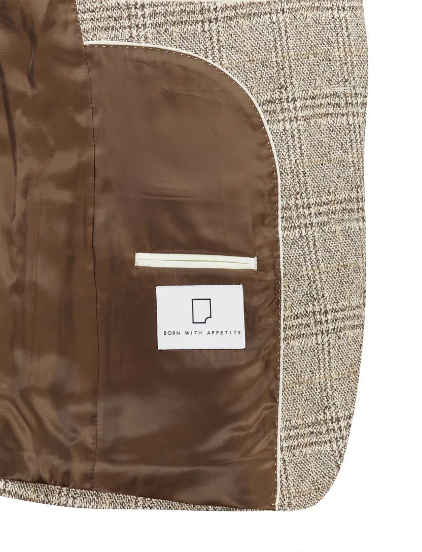 colbert Born With Appetite Slim Fit beige geruit