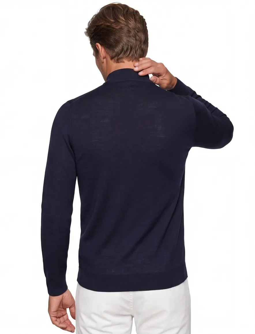 Born With Appetite trui donkerblauw merinowol