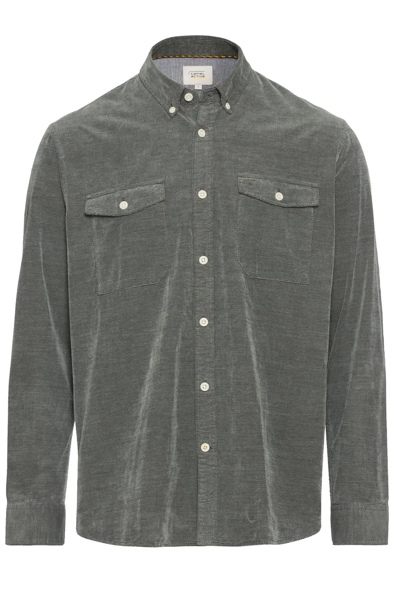 Camel Active overshirt groen wijde fit dubbele borstzak