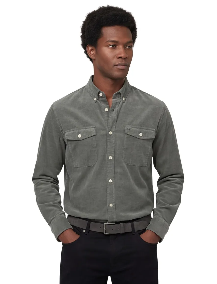 Camel Active overshirt groen wijde fit dubbele borstzak