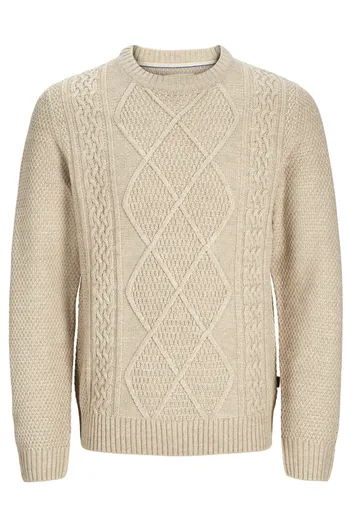 Jack & Jones Jack & Jones Plus Size knitted trui beige effen
