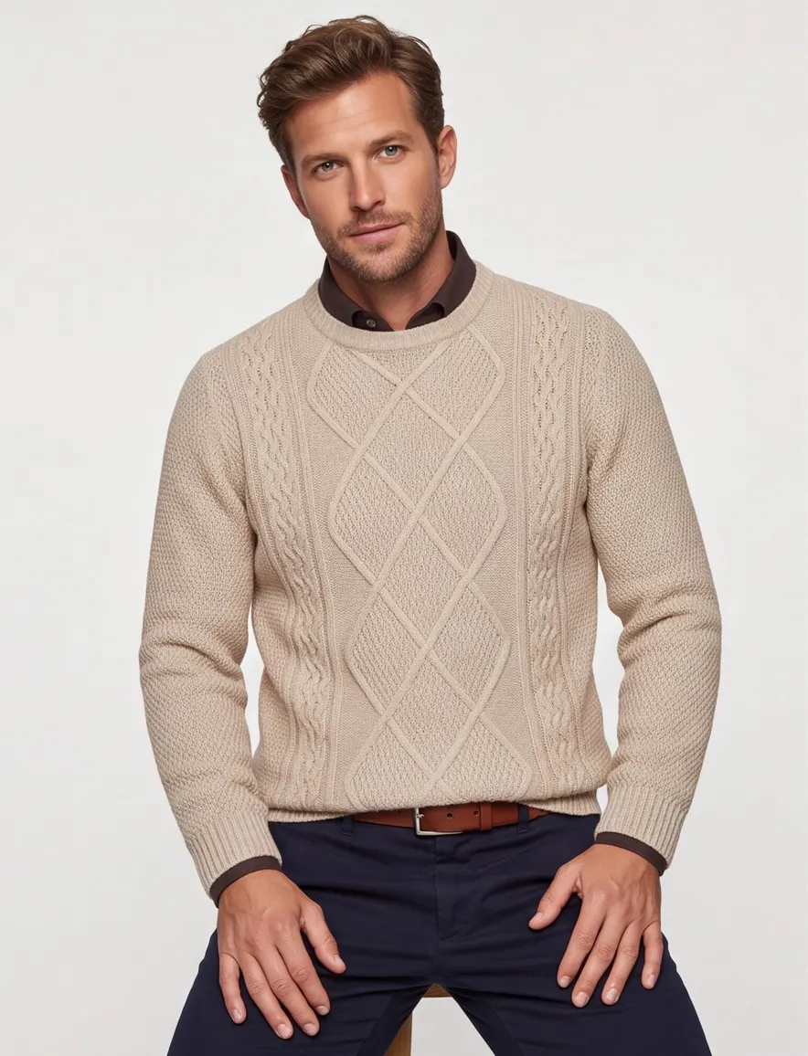 Jack & Jones Plus Size knitted trui beige effen