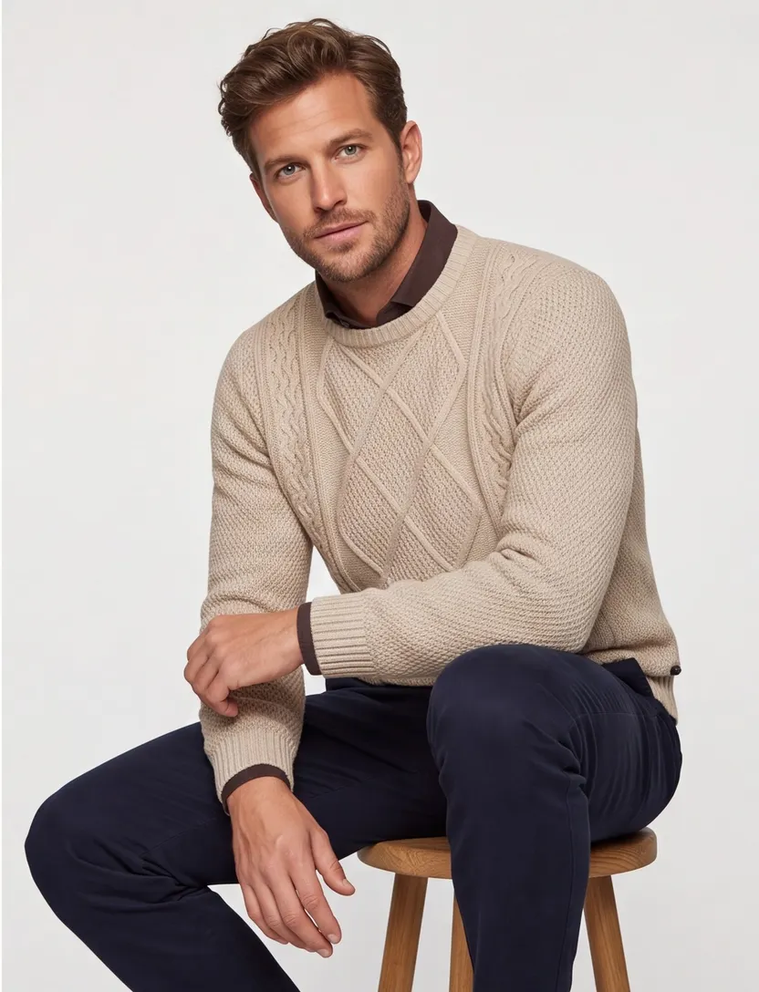 Jack & Jones knitted trui beige plus size