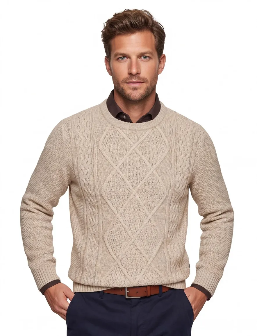 Jack & Jones Plus Size knitted trui beige effen