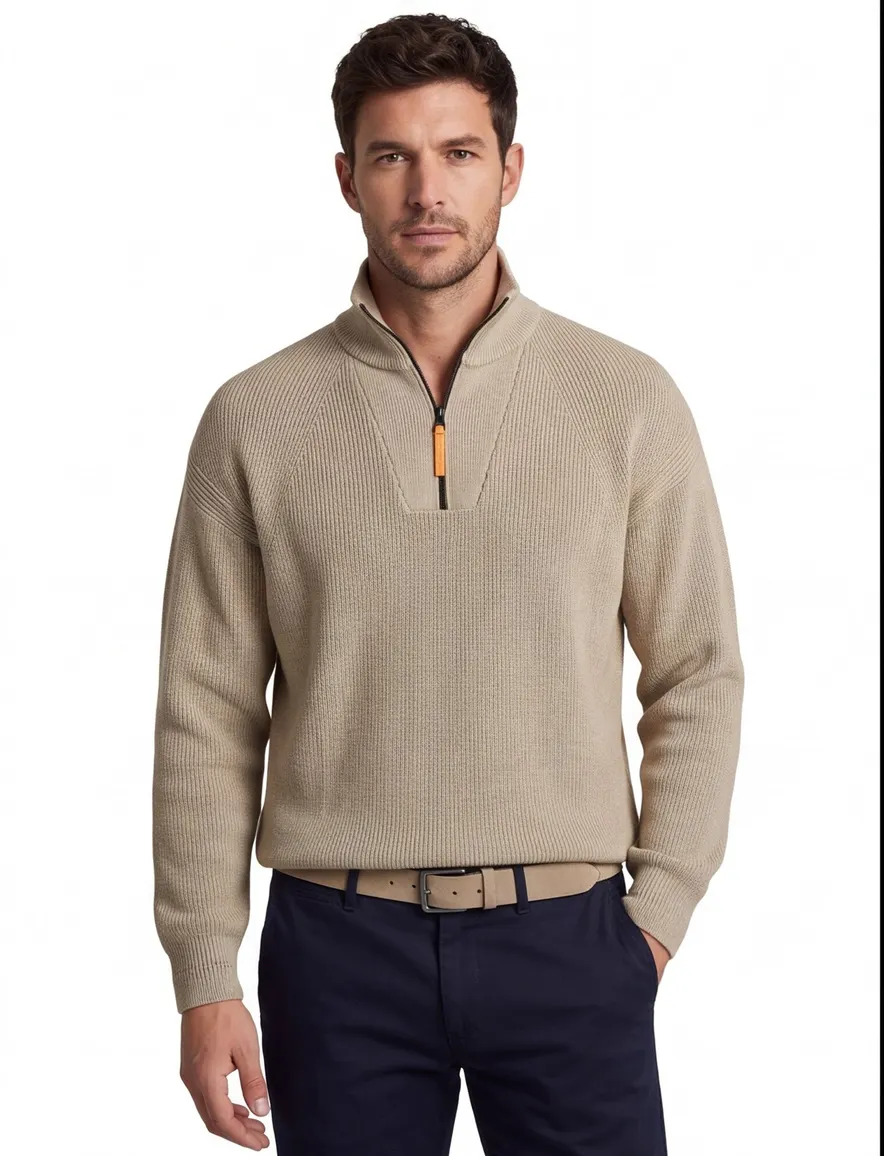 Jack & Jones half zip trui knitted beige