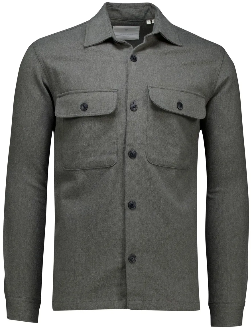 Jack & Jones overshirt antraciet katoen comfort fit