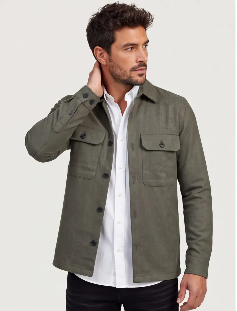 Jack & Jones overshirt antraciet katoen comfort fit