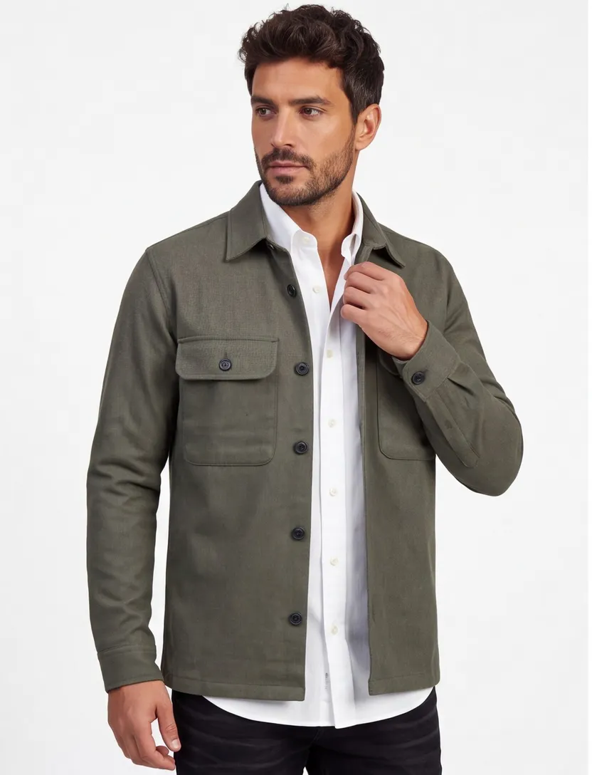 Jack & Jones overshirt antraciet katoen comfort fit