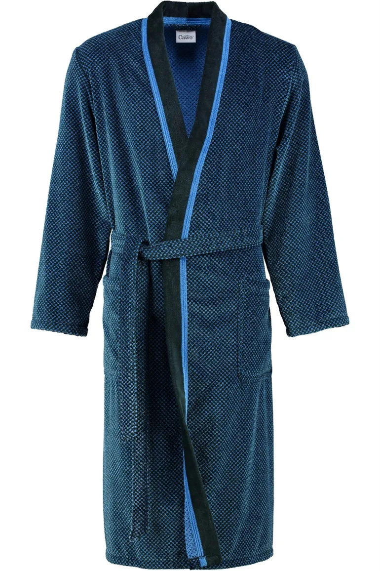 badjas Cawö blauw zwart katoen