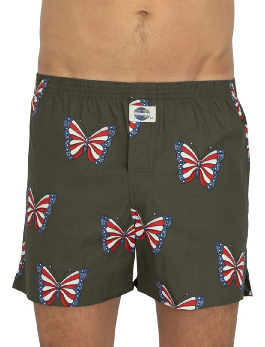 DEAL boxershort groen vlinders geprint katoen