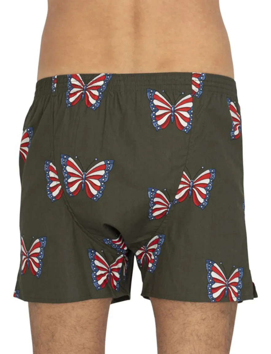 DEAL boxershort groen vlinders geprint katoen