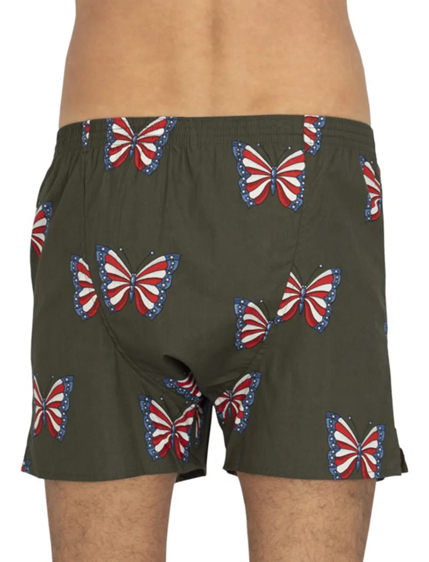 DEAL boxershort groen vlinders geprint katoen