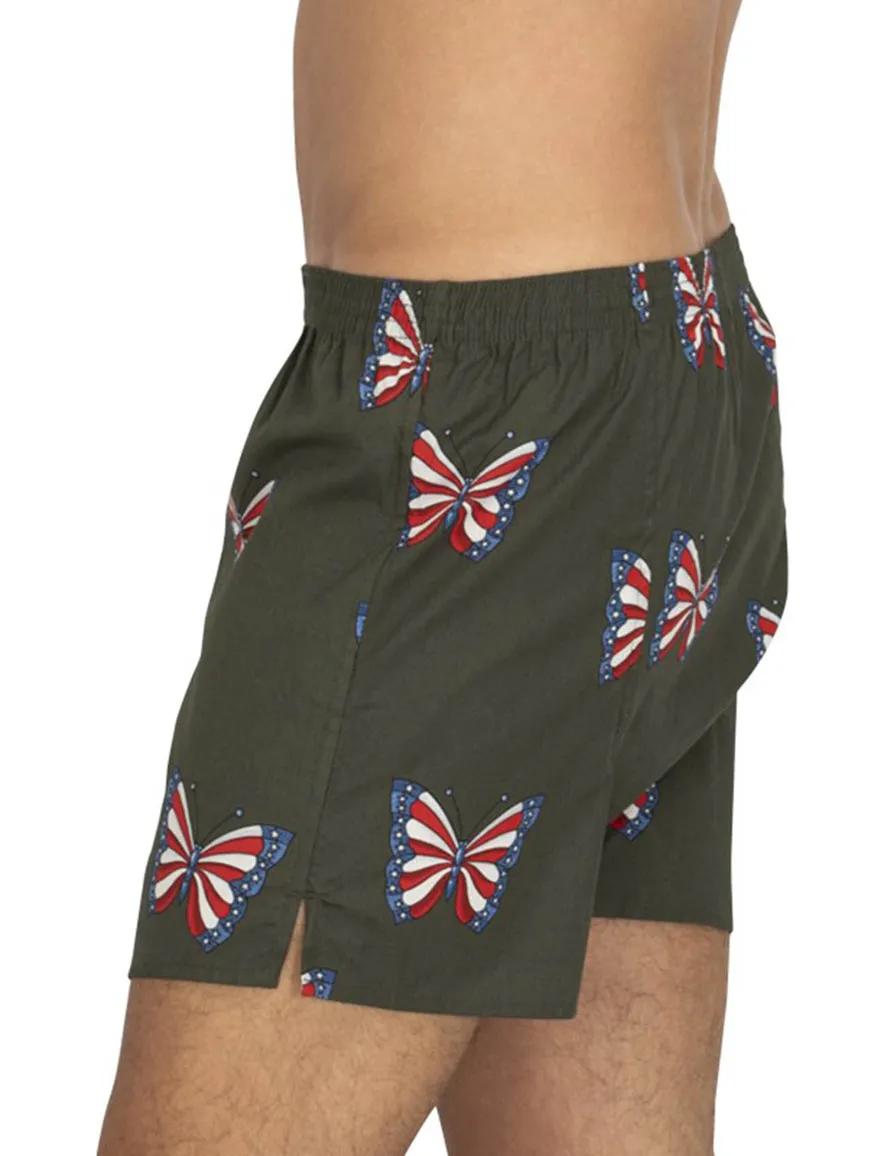 DEAL boxershort groen vlinders geprint katoen