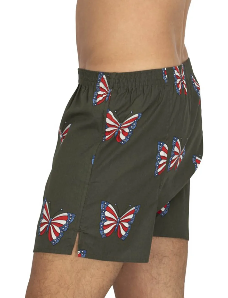 DEAL boxershort groen vlinders geprint katoen