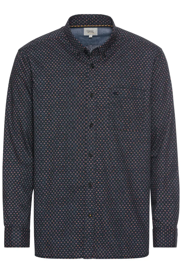 Camel Active overhemd donkerblauw geprint button down